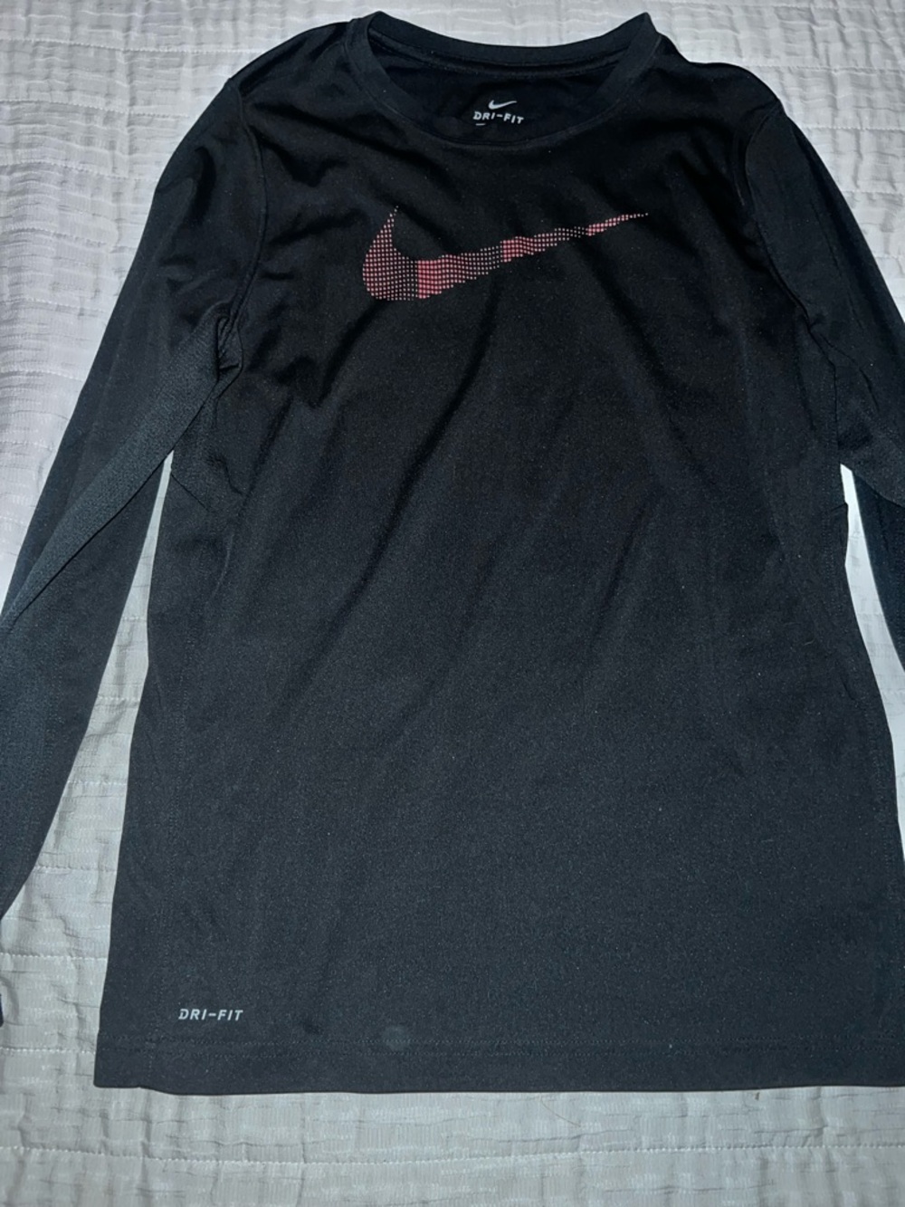 Nike Black Dri-FIT Short Sleeve Performance Tee with White Logo-Youth